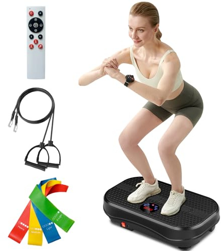 FitinOne Vibration Plate Exercise Machine, Vibration Fitness Trainer for Weight Loss and Shaping, Whole Body Workout Quiet Vibration Plate with Loop Bands, Home Exercise Equipment for Women Men