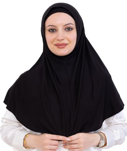 Prien Hijab Instantane Pour Les Femme, Longue Foulard Musulmane, Ensemble De Echarpe, Vetements Islamiques Turcs, Robe De Priere Pour Abaya (Noir)