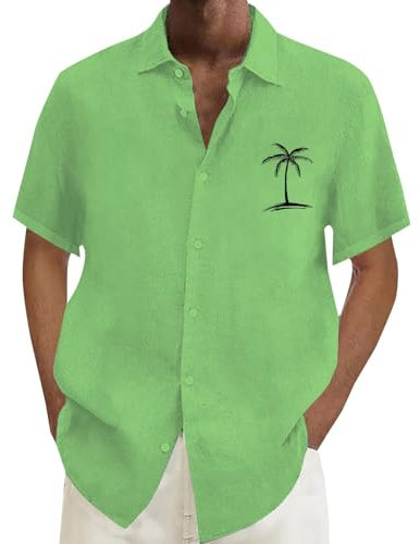 Casual Shirt Men's 3XL, Shirt Men's Short Sleeve Button Down Summer Shirt Regular Fit Beach Shirt Large Sizes Stand-Up Collar Shirt Printed Lightweight Comfortable Short Sleeve Top Casual Tops Basic