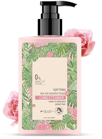Rose Leave-In Conditioner, Hair Conditioner, Leave-In Molecules Protect Hair, Repairing and Detangling, Instant Frizz Control, Infused with Rosehip Vitamin E and Jojoba Extracts 200ml