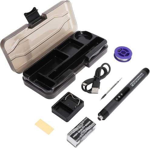 Saldatore a stagno USB-C senza fili – Kit saldatore professionale con display digitale, riscaldamento rapido in 3 s, temperatura regolabile 180–450°C, luci LED integrate, sicurezza automatica