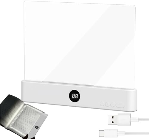 Luz Libro Lectura LED Inteligente, Regulable Lamparas Lectura Libro Con Panel LED, Libros De Lecturas Plano De Página Completa Ligero Con 3 Colores Y Temporizador, Luces Libros Para Por La Noche(C)