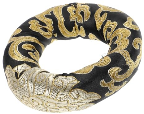 GANAZONO Coussin pour Bol Chantant Tibétain en Coton Noir, Anneau Léger et Exquis pour Fixation et Rangement Pratique, pour Bureau et Décoration Artisanale