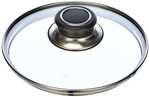 Karl Krüger Diamant Deckel aus Glas mit einem Kunststoffgriff in der Farbe Silber-Schwarz, Durchmesser: 16cm, GL16D