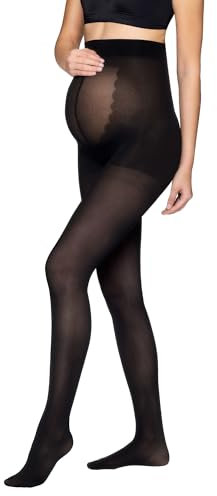 Vogue Umstandsstrumpfhose 60 den mit 3D Stretch Passform - Bequeme Strumpfhose für Schwangerschaft aus Recyceltem Polyamid- transparent Schwangerschaftsstrumpfhose - Schwarz, Gr. 40-44
