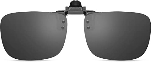 CAXMAN Non Polarized Clip On Sunglasses Over Prescription Glasses for Men Women Flip Up Grey Lens 100% UV Protection Large Size