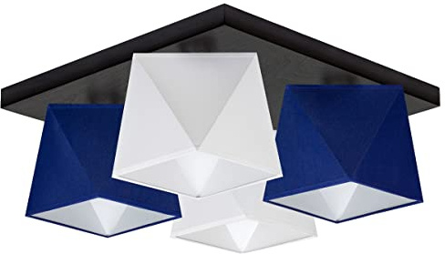 alfalux Deckenlampe 4 LampenschirmeLED Deckenleuchte Leuchte Lampe Wohnzimmerlampe Schlafzimmerlampe Holz Kinderzimmer Wohnzimmer Schlafzimmer Badezimmer Küche Deckenleuchten DIA45WEBLD (Weiß Blau)