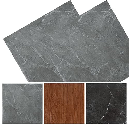 Yakimz PVC Bodenbelag, Selbstklebend Fliesen, 30x30cm, Wasserdicht Vinylboden, Verschleißfest Fußboden Laminatboden Fliese, Vinyl Boden für Schlafzimmer Küche Wohnzimmer (33PCS, 3m², Grau Marmorr)