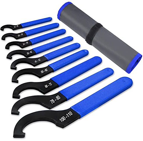 AutoWanderer Tool Coilover Wrench, Adjustable Spanner Wrench Set Universal Carbon Steel Shock Spanner for Most Coil Over Shock Adjustments