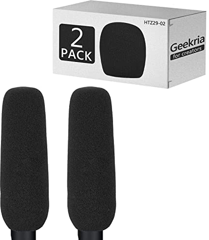 Geekria for Creators - Gorro antiviento para micrófonos de 3/4 (2 cm) de diámetro, filtro de espuma de esponja compatible con Audio-Technica AT875R (4¾ pulgadas/lote de 2)