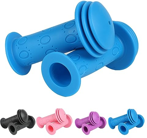 RAFIYU Fahrradgriffe Kinder, Lenkergriffe Fahrrad, 1 Paar 22mm Prallschutz Kinderfahrradgriffe,rutschfest Weicher Gummi Kinderfahrrad Zubehör lang 105mm für Roller,Dreirad,Kinder Laufrad(blau)