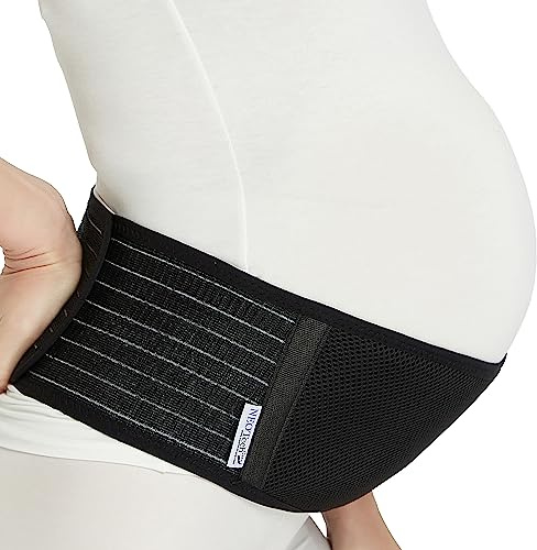 NEOtech Care - Fascia Maternità Regolabile - Fascia per Pancione, Fascia Premaman, Supporto per la Pancia in Gravidanza, Leggera e Traspirante per Donne Incinte (Nera, Taglia XL)