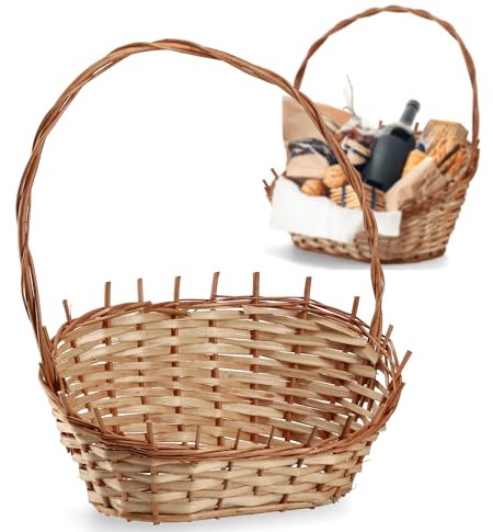 KADAX Presentkorg, universell, korg, med högkvalitativt handtag, flaskkorg, godiskorg, flätad förvaringskorg (naturlig, liten)