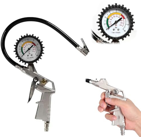 TMRBBesty Manometro Pressione Gomme Professionale, Pistola Gonfiaggio Pneumatici, 220 PSI Alta Precisione, Adatto per auto, Biciclette, Moto, Camion