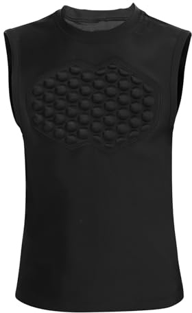 Topeter Padded Compression Shirt, Youth Protective Gear Sleeveless Shirts, Chest Protection Underwear for Boys, Kids, Girls YXL