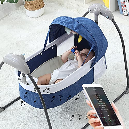 Elektrische Babywiege Elektrisches Babybett Wiege Automatischer Schaukel mit Fernsteuerter Baby Musik Schlafkorb Bluetooth Schaukelwiege 9kg 3 Gang Swing für Babys Zwischen 0 Und 12 Monaten