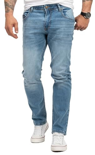 Lorenzo Loren Herren Jeans Regular Fit Stretch Jeans Männerhose Herrenjeans Denim Hosen Herrenhose Straight Cut Stonewashed LL-4001 Blau W36 L34