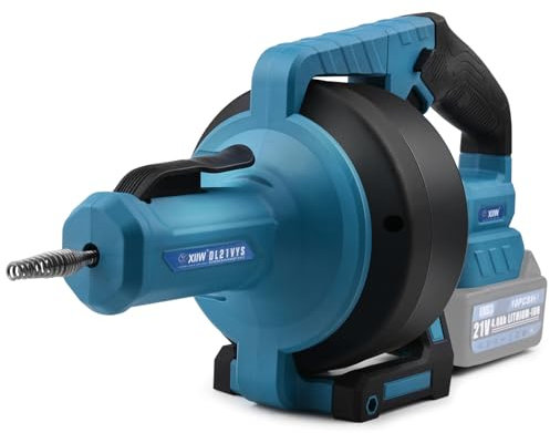 Rohrreinigungsmaschine Akku 610 U/min Kompatibel mit Makita 18V Akku, Ø9mm 7.6M Rohrreinigungsspirale für Ø16-85 mm Rohrleitung, Elektrisch Abflussreiniger Rohrreiniger Drain Clean Rohrreinigungsgerät