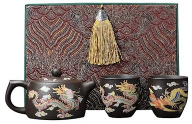 Dragon Phoenix Temperaturwechselnde Teekanne ändert die Farbe, wenn sie der Teekanne ausgesetzt wird. Elegantes Wasserkung-Hot-Set, Topf und Topf-Set, Fu Tea Teekanne, Liebhaber farbwechselndes Fu von
