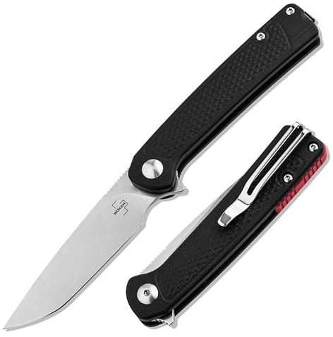 BÖKER PLUS Fire Ant Black - Premium Flipper Taschenmesser mit Detent Ball - leichtes Klappmesser 42a konform - EDC Messer mit Clip & Pinzette - Droppoint Faltmesser