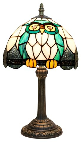 Tiffany Owl Animal Betsat glas bordslampa Handgjord sängbord bord natt unik söt accent nattduksbordslampa för hemmakontor sovsal bar dekorera