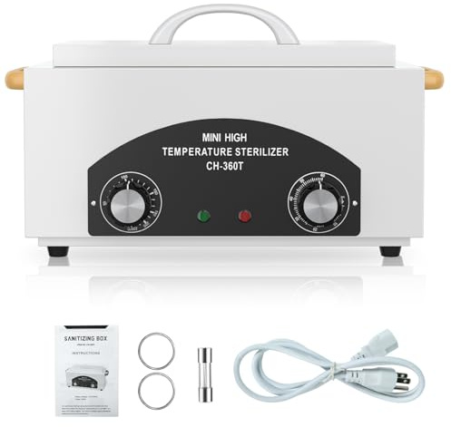 Sterilizzatore ad aria calda e asciugatrice 220 °C, disinfezione a temperatura regolabile 50-220 °C e timer, per parrucchiere/spa/cosmetici/bellezza/tatuaggio/manicure strumenti (bianco)