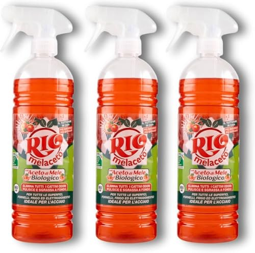 3 PZ Rio Melaceto con Aceto di Mele Biologico Elimina i cattivi odori, per tutte le superfici