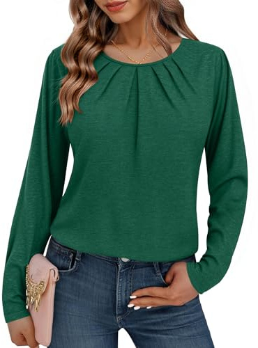 Totatuit Top Donna Morbido Girocollo con Maniche Lunghe Maglia Casual Elegante per Ufficio o Tempo Libero