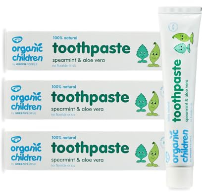 Green People Organic Children Spearmint & Aloe Vera Toothpaste Bundle - 100% Natural, for Kids - Fluoride & SLS Free - Vegan, Organic & Cruelty Free, 3x 50ml