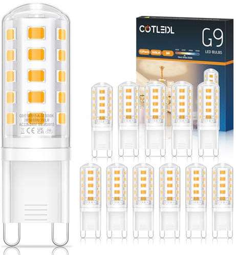 COTLEDL 12er 3W G9 LED Lampen warmweiß, Ersatz für 30W/40W Halogenlampen
