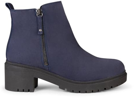 miMaO Botines con tacón ancho y plataforma casual Azul, EU 37