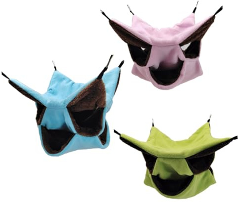 Toyvian 3 pezzi Amaca Riscaldante per Criceti in Morbido Pile Strati Letto Sospeso per Piccoli Animali Blu Verde Rosa