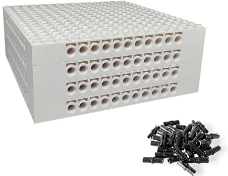 4-Pack 16x16 Base Plates for Building Bricks – Compatible with Classic Baseplate Sets (e.g. 65803), ABS Pixel Art Panels for Creative Play, Wall Art & STEM Learning – Ideal for Kids & Adults (white)