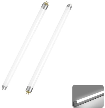 Tubi Fluorescenti T5 8W, 2 Pezzi Tubo Fluorescenti T5 G5 8W 288mm, Bianco Freddo 6000K, Lampadine CFL 560LM, Nessuno Sfarfallio, Tubi a Risparmio Energetico per Luci di Emergenza e Luci a Striscia