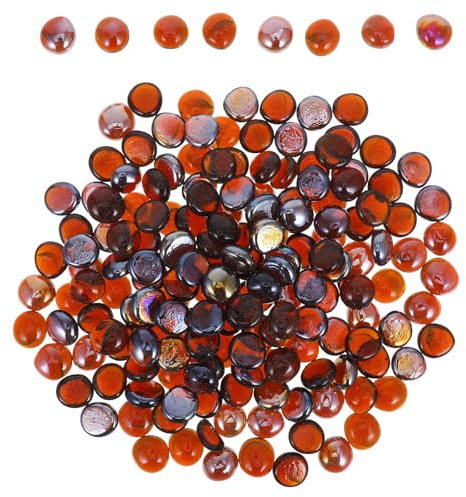 JECOMPRIS Grava de Vidrio para Fogatas de 16-19mm, 1kg Bolsa para Decoración de Acuarios y Arreglos Naturales, Material Vidrio Marrón Multiusos Exquisitamente Elaborado