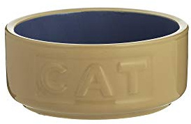 Mason Cash Cane & Blue Cat Bowl 13 cm Ceramic Cat Food & Water Bowl, 400 ml Capacity, Non Tip, Dishwasher, Freezer & Microwave Safe