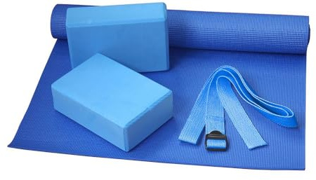 Bodyline Set Yoga Completo, Include Materassino, Cinghie e Blocchi, Ideale per Yoga, Pilates, Stretching, Allenamento e Benessere Fisico a Casa o in Palestra.