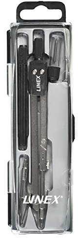 Linex 24 Zirkel-Set 3-teilig, inkl. Einsatz mit Kniegelenk, Stifthalter, Ersatzminen