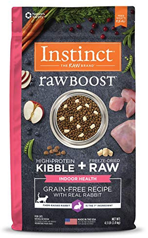 Instinct Raw Boost Indoor Health, Natural Dry Cat Food with Freeze Dried Pieces, Grain Free Recipe - Real Rabbit, 4.5 lb. Bag