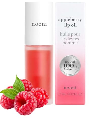 NOONI Korean Vegan Lip Oil - Appleberry | Lip Stain, Long-Lasting, Moisturising, Plumping, Revitalising for Dry Lips, Travel-Friendly, Waterproof, No Peel Off, Hydrating, Nourishing, 0.12 FL