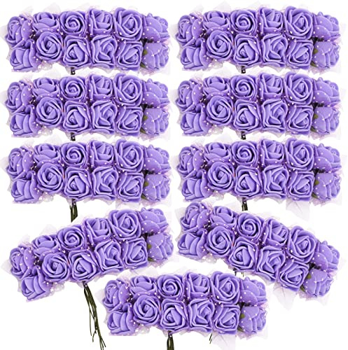 BETESSIN 144pz Rose Finte Viola (Dia. 25mm) Teste di Fiori Rose Finte Artificiali Teste di Rose Viola Finte in Schiuma per Decorazione Sposa Matrimonio Festa Nuziale Valentine’s Day Casa Fai da Te