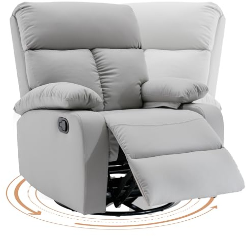 hzlagm Swivel Rocker Recliner, Rocking Chair Nursery, Small Rocker Recliners for Small Spaces, Living Room, Bedroom, Nursery, RV, Light Grey