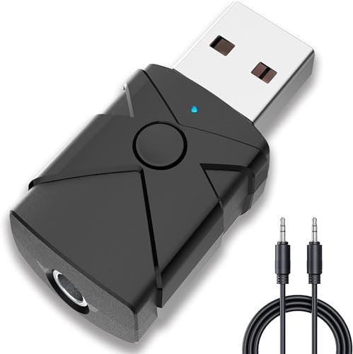 Récepteur émetteur Bluetooth 5.2, 5 en 1 sans Fil Voiture Adaptateur Bluetooth Aux avec Prise Jack 3,5 mm pour Le Streaming de Musique, pour Haut-parleurs stéréo TV Maison Voiture
