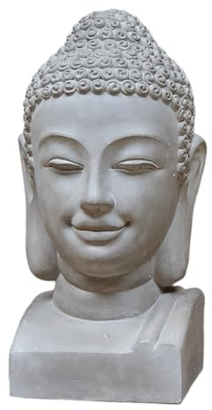 Teramico Trädgårdsdekoration trädgårdsfigurer statyer av betong i grått – stjärna/buddha/fransk lilja – helt frostbeständig (Buddha)