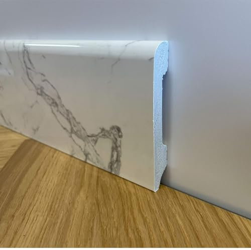 Battiscopa BC Lucido MARMO CARRARA 85x14x2000mm in POLIMERI - Polistrutturato