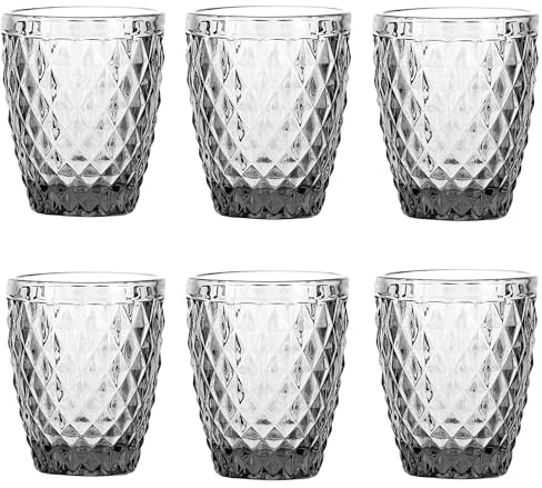 TRESV Set de 6 Vasos de Cristal Transparentes de 250 ml, Vasos de Agua y Bebidas, Aptos para Lavavajillas