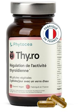 Phytocea - Complément Alimentaire, Régulation Optimale de la Thyroïde | Iode, Selenium, Zinc, Fer, Vitamines B1, B2 | L-Tyrosine, Avoine | Vegan, Extraits Végétaux BIO | Complement Fabriqué en France