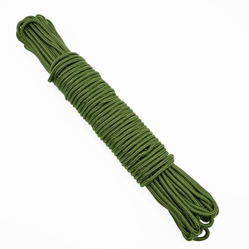G2PLUS Corde en Nylon Vert 6mm x 30m, Cordon Tressé Polyvalent | Paracorde 6mm Solide et Durable pour voile d'ombrage,Camping,Bricolage,Décoration et Usages Quotidiens