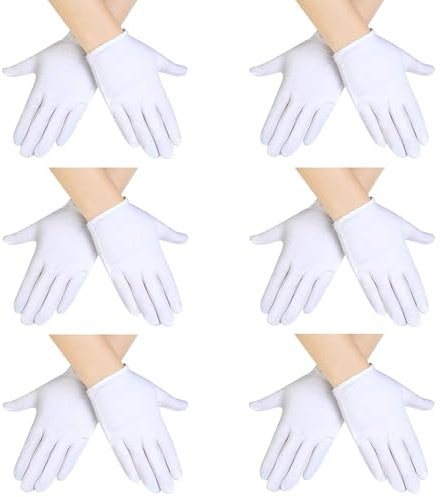 LIURFLNC 6 Stück Baumwollhandschuhe, Weiße Handschuhe Kinder, Mädchen Jungen Cosplay Kostüm Kleid Weiße Handschuhe, Baumwollhandschuhe Kinder für Kostüme Karneval Mottoparty Halloween Party Theater