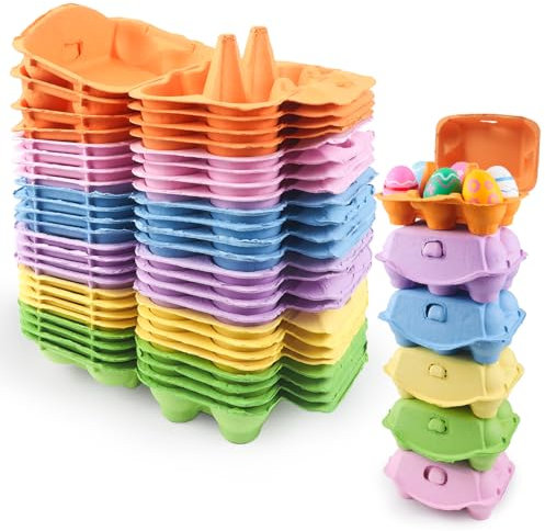 MYDOVA 24 Stück Eierkarton, Colorful Creative Eierschachtel mit Deckel für 6 Eier, ohne Aufdruck Eierpappen, Wiederverwendbar, Ostergeschenkverpackung Eierverpackung, 6 Farben